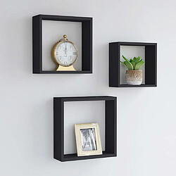 Maison Chic Lot de 3 Étagères murales,Étagère Rangement flottate sous forme de cube Noir MDF -MN92114