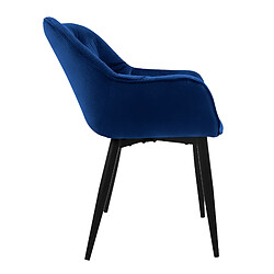 Avis ML-Design Lot de 6 chaises de salle à manger assise bleu foncé en velours pieds métal noir