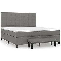 vidaXL Sommier à lattes de lit avec matelas Gris foncé 180x200cm Tissu