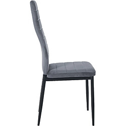 Avis Decoshop26 Lot de 6 chaises de salle à manger design simple en tissu velours gris clair avec couture cadre en métal noir CDS10292