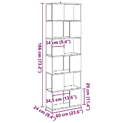 vidaXL Bibliothèque/Séparateur de pièce vieux bois 60x24x186 cm pas cher