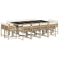 vidaXL Ensemble à manger de jardin et coussins 13 pcs beige