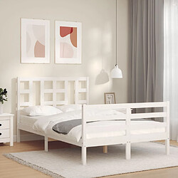 Maison Chic Lit adulte - Cadre Structure de lit avec tête de lit Contemporain blanc 120x200 cm bois massif -MN80388