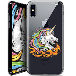 Caseink Coque arrière Apple iPhone Xs / X (5.8 ) Crystal Gel HD [ Nouvelle Collection - Souple - Antichoc - Imprimé en France] Licorne de Feu