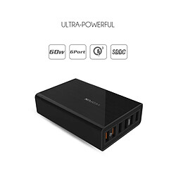 Avis Wewoo Pour iPhone, Galaxy, Huawei, Xiaomi, LG, HTC et autres Smartphones, Appareils Rechargeables, EU / US / UK Plug TurbD620 Six Ports Charge Rapide 3.0 + SDDC Technology Chargeur USB