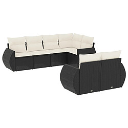 vidaXL Salon de jardin 7 pcs avec coussins noir résine tressée