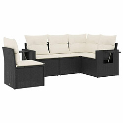 Maison Chic Ensemble de 5 Tables et chaises d'extérieur avec coussins,Salon de jardin noir résine tressée -GKD753029