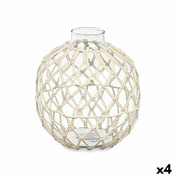 Gift Decor Boule Décorative Blanc Transparent verre Corde 21 x 23 cm (4 Unités) 