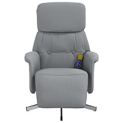 Avis vidaXL Fauteuil inclinable de massage et repose-pieds gris clair tissu