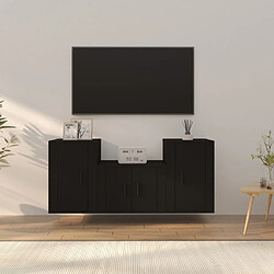 vidaXL Ensemble de meubles TV 3 pcs Noir Bois d'ingénierie