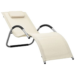 Maison Chic Chaise longue Jardin| Bain de soleil Relax | Transat textilène crème et gris -GKD14866