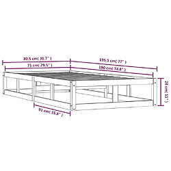 vidaXL Cadre de lit sans matelas noir 75x190 cm bois massif pas cher