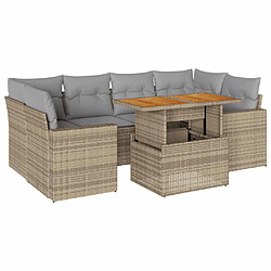 vidaXL Salon de jardin avec coussins 7 pcs beige résine tressée