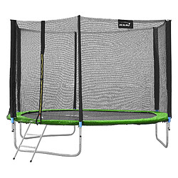 Hauki Trampoline de jardin avec filet de sécurité et échelle set complet vert Ø 305 cm