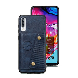 Wewoo Coque Rigide Pour Galaxy A70s Etui de protection magnétique antichoc en PU + TPU avec fentes cartes Bleu