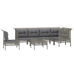 Avis Maison Chic Salon de jardin 7 pcs + coussins - Mobilier/Meubles de jardin - Table et chaises d'extérieur Gris Résine tressée -MN63578