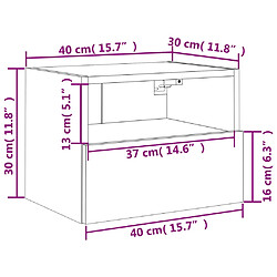 vidaXL Meubles TV muraux 2 pcs blanc 40x30x30 cm bois d'ingénierie pas cher