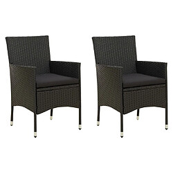 Maison Chic Lot de 2 Chaises de jardin,Fauteuil d'extérieur avec coussins Résine tressée Noir -MN65984