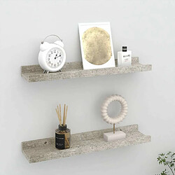 Maison Chic Lot de 2 Étagères murales,Étagère Rangement flottate Gris béton 40x9x3 cm -MN89679