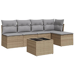 Maison Chic Salon de jardin avec coussins 6 pcs | Ensemble de Table et chaises | Mobilier d'Extérieur beige résine tressée -GKD25373