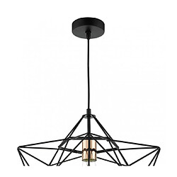 Luminaire Center Suspension Luanda noir mat et cuivre poli 1 ampoule