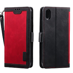 Etui en PU style d'épissage vintage avec support rouge pour votre Apple iPhone XR 6.1 pouces