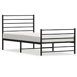 vidaXL Cadre de lit métal sans matelas avec pied de lit noir 90x190 cm