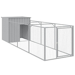 Niche pour chien avec cour,Abri Maisonnette pour chien gris clair 110x405x110 cm -MN23141