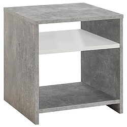 FMD Table basse avec étagère Gris béton et blanc