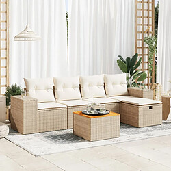 vidaXL Salon de jardin avec coussins 6 pcs beige résine tressée