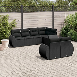 Maison Chic Salon de jardin 7 pcs avec coussins | Ensemble de Table et chaises | Mobilier d'Extérieur noir résine tressée -GKD31090