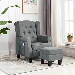 Maison Chic Fauteuil de massage avec repose-pied,Fauteuil luxe de relaxation Gris clair Tissu -MN46499