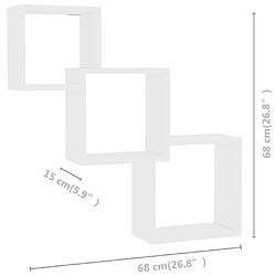 vidaXL Étagères murales cubiques Blanc 68x15x68 cm Bois d'ingénierie pas cher