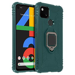 Avizar Coque Google Pixel 4A Flexible Antichoc Bague Métallique Support Vidéo Vert