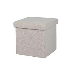 Urban Living Pouf de rangement pliable Kube revêtement bouclette - Blanc crème