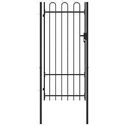 vidaXL Portillon simple porte avec dessus arqué Acier 1x2 m Noir