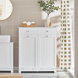 SoBuy BZR33-W Meuble Bas de Salle de Bain Armoire Toilette avec 2 Tiroirs et 2 Paniers