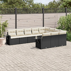 Maison Chic Salon de jardin 10 pcs avec coussins | Ensemble de Table et chaises | Mobilier d'Extérieur noir résine tressée -GKD81493