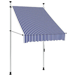 vidaXL Auvent rétractable manuel 100 cm Rayures bleues et blanches