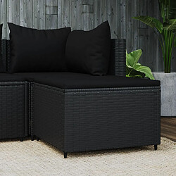 vidaXL Repose-pied de jardin avec coussin noir résine tressée 