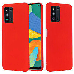 Coque en silicone, antichoc, découpe précise couleur unie avec sangle rouge pour votre Samsung Galaxy F52 5G