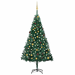 vidaXL Arbre de Noël artificiel pré-éclairé et boules vert 210 cm PVC