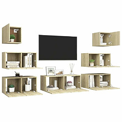 Avis Maison Chic Ensemble de meubles TV 7 pcs | Banc TV Moderne pour salon | Meuble de Rangement - Chêne sonoma Aggloméré -MN58670