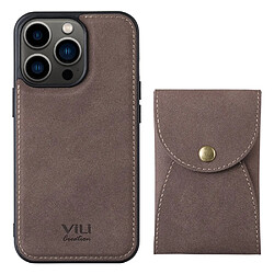 Coque en TPU + PU VILI détachable 2-en-1, magnétique avec porte-carte marron pour iPhone 13 Pro 6.1 pouces