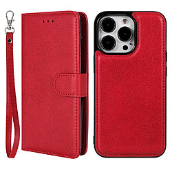 Etui en PU + TPU détachable 2-en-1 avec support rouge pour votre Apple iPhone 13 Pro 6.1 pouces