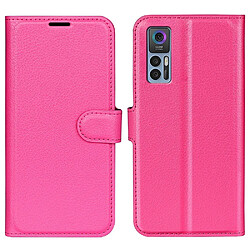 Etui en PU texture litchi avec support, rose pour TCL 30 5G