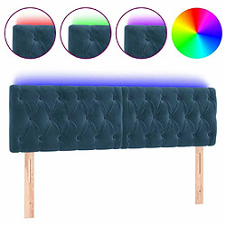 Maison Chic Tête de lit scandinave à LED,meuble de chambre Bleu foncé 144x7x78/88 cm Velours -MN72856