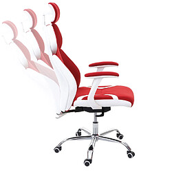 Avis Decoshop26 Fauteuil de bureau pivotant mécanisme à bascule dossier accoudoirs en tissu + PVC rouge/blanc 04_0006206