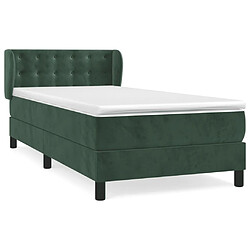 Maison Chic Lit adulte- Lit + matelas,Sommier à lattes de lit avec matelas Vert foncé 90x190 cm -GKD28090