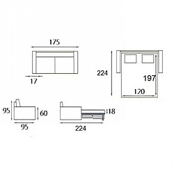 Acheter Inside 75 Canapé lit 2-3 places MASTER convertible EXPRESS 120 cm, microfibre bordeaux MATELAS 18 CM INCLUS